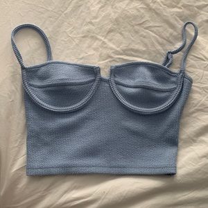 Boutique brand powder blue bustier crop top